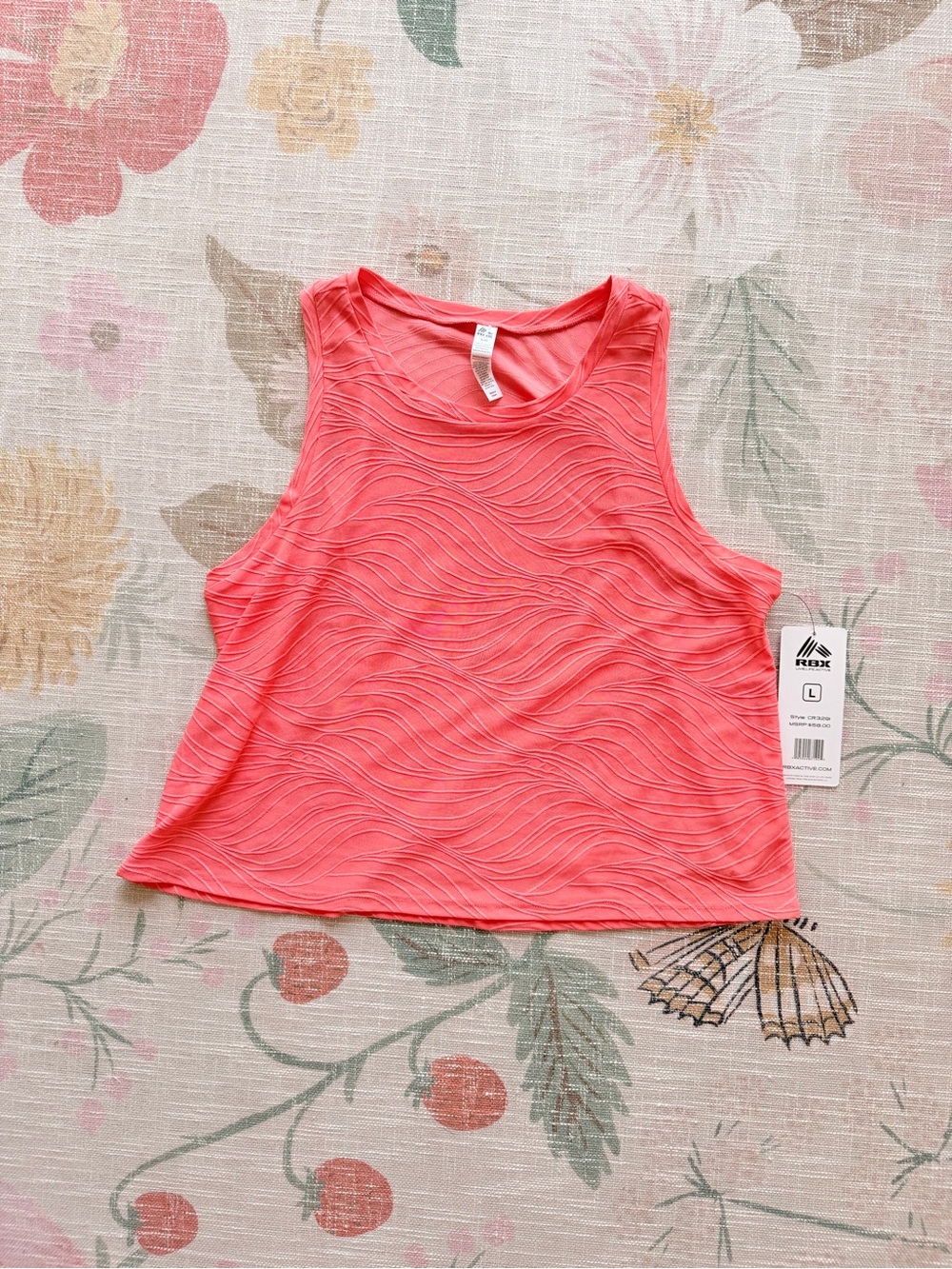 RBX (NWT) Coral Wave-Textured Sleeveless Tank